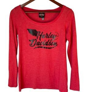 Harley Davidson Red Long Sleeve Tee Medium  New Hampshire, Laconia, Bike Week